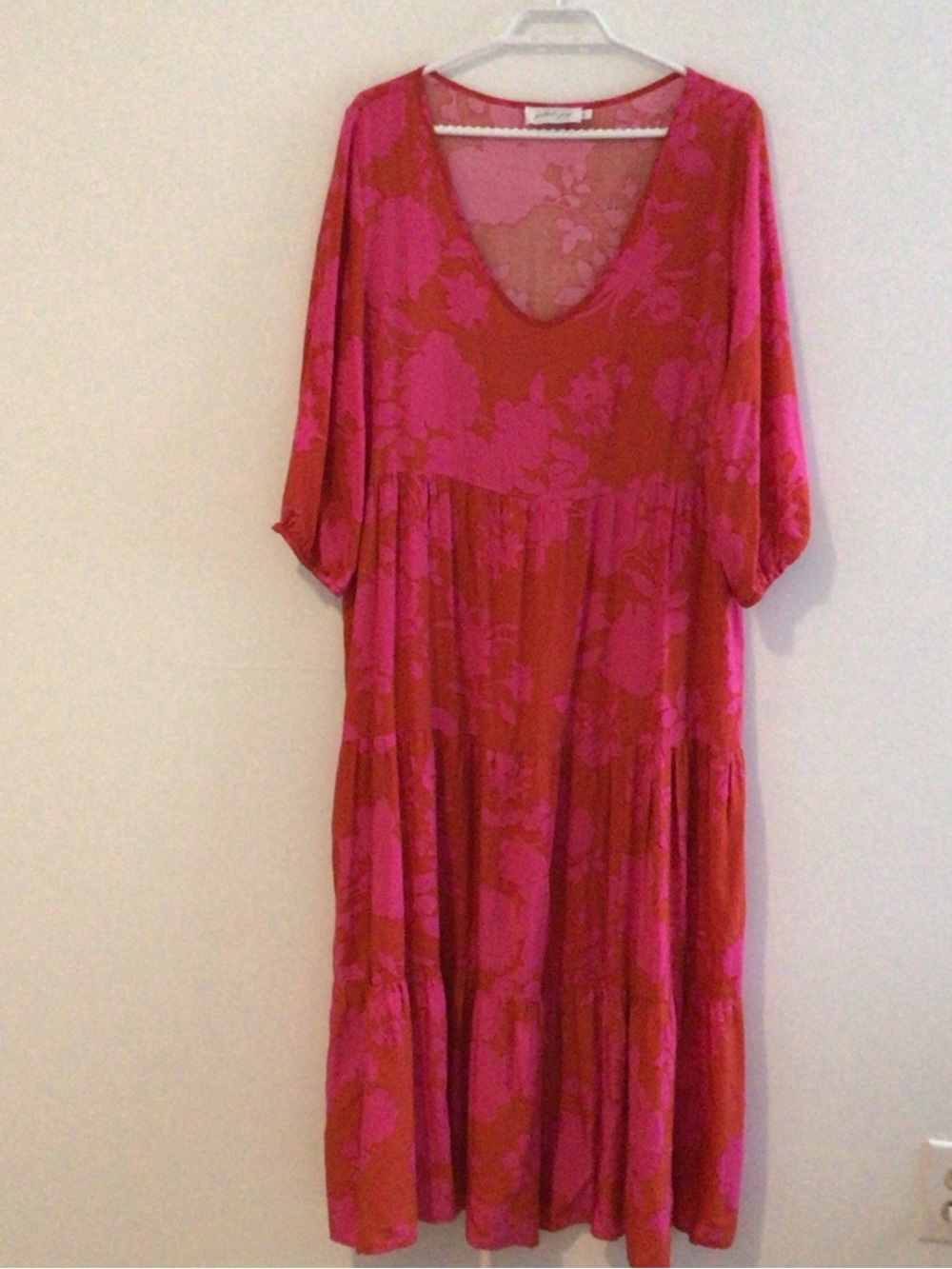 Flowy Pink Floral Midi Dress - Picture 5 of 5